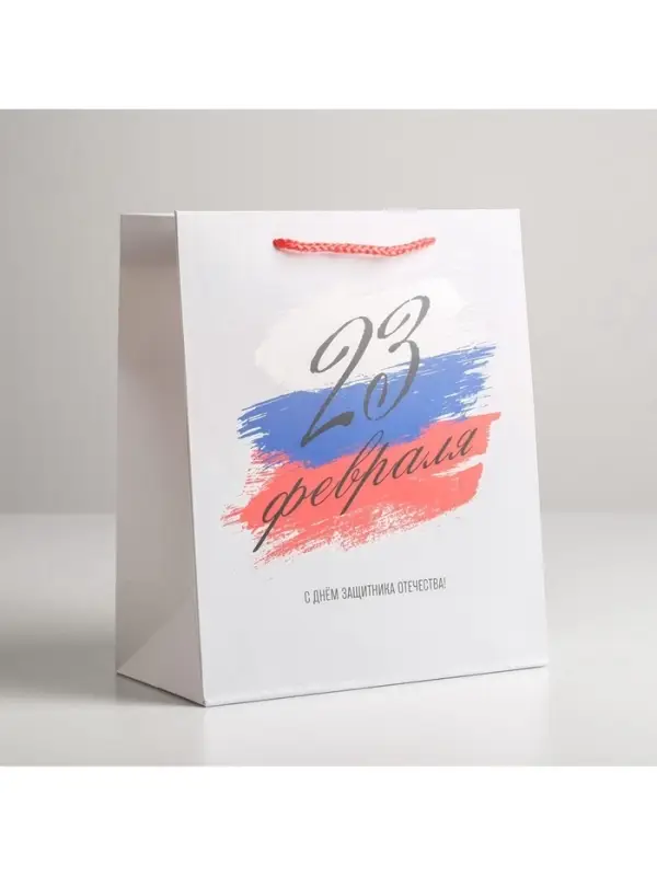 Пакет подарочный ламинированный, упаковка, &laquo;С 23 февраля&raquo;, ML 23&times;27&times;11.5 см