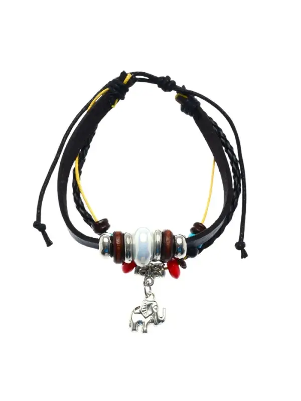 Браслет кожаный &laquo;Хиппи. Индийский слон&raquo;, d=6 см, разноцветный