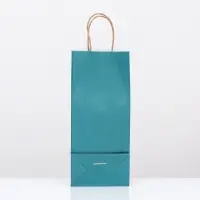 Пакет крафт под бутылку, «Лазурный», 14×8×32 см