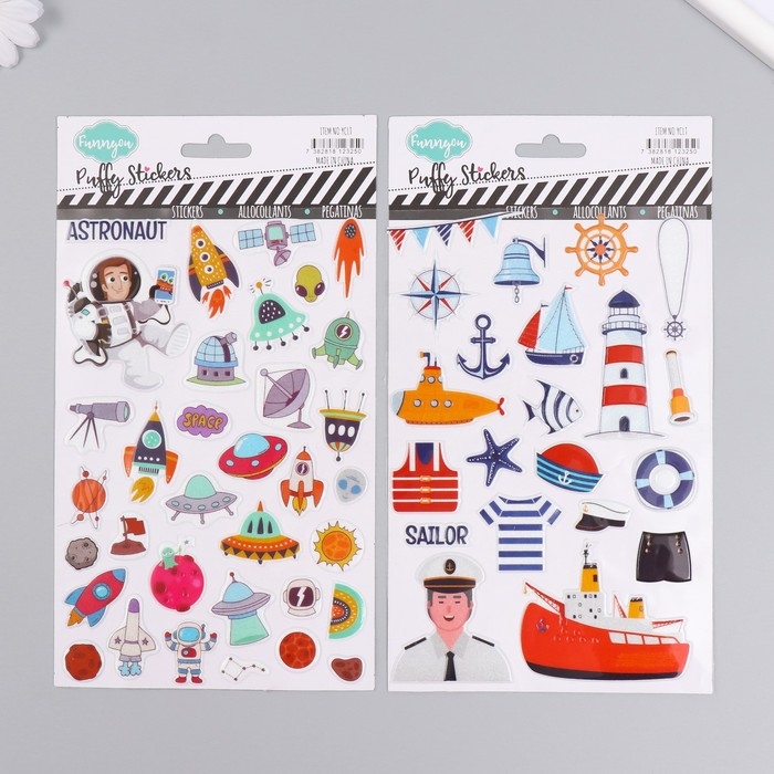 Наклейка пластик Наклейка пластик "Моряк/Космонавт" с блёстками МИКС 14х25 см