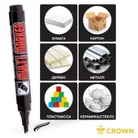 Маркер перманентный Crown. Multi Marker, чёрный, узел 5.0 мм, линия 1.0 мм/5.0 мм