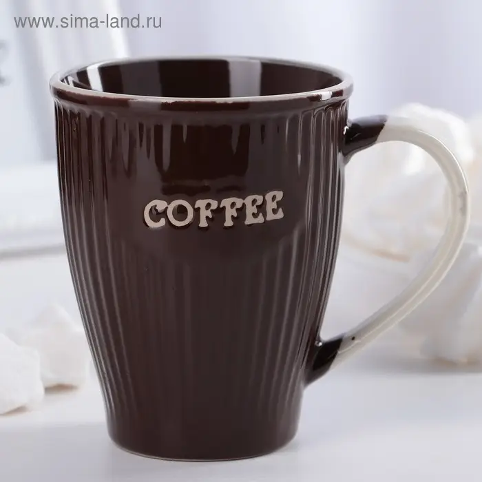 Кружка керамическая Доляна Coffee, 270 мл, цвет коричневый Кружка керамическая Доляна Coffee, 270 мл, цвет коричневый