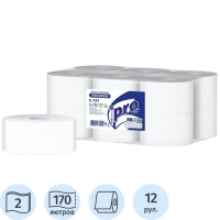 Бумага туалетная д/дисп Protissue 2сл белая цел 170м 12рул/уп_С191