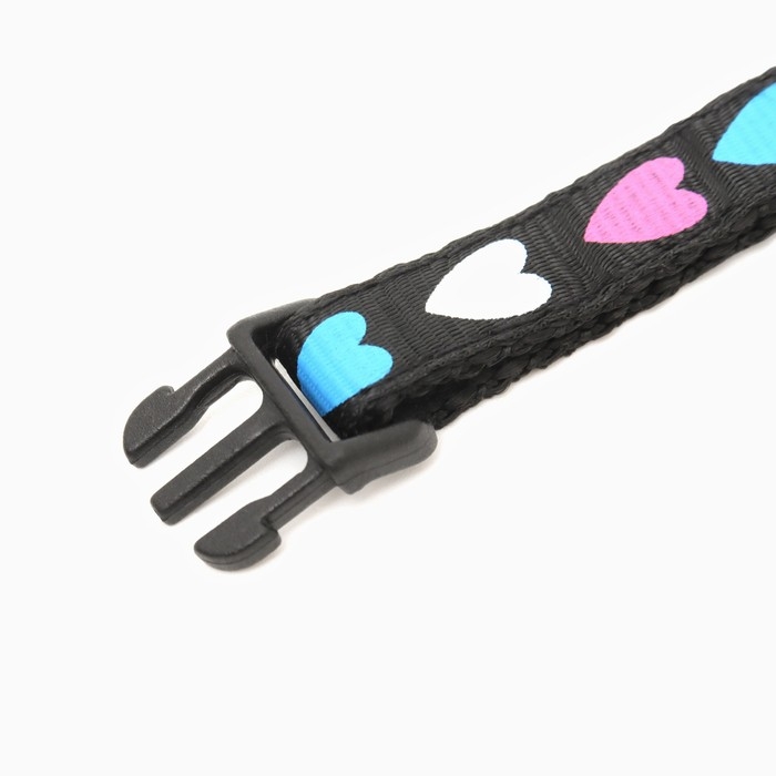 Ошейник двухслойный с фастексом Ошейник двухслойный с фастексом "Сердечки" 30 х 1 см, чёрный