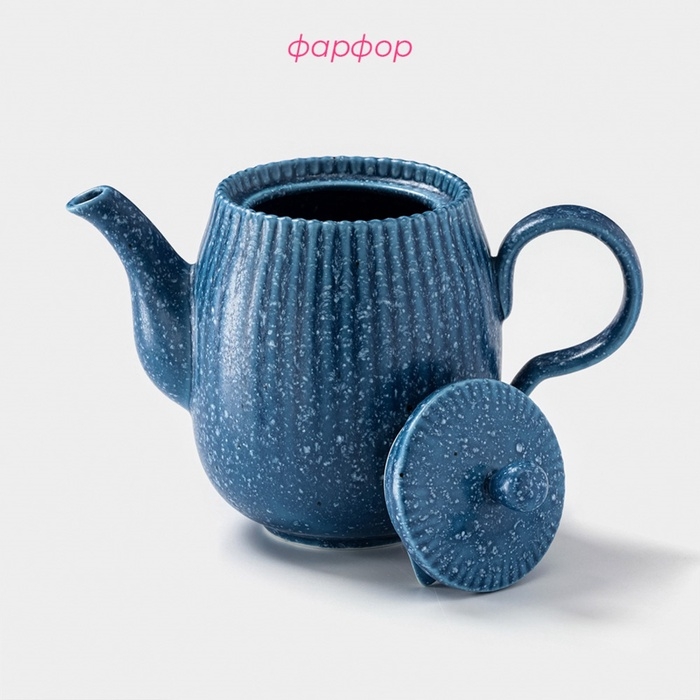 Заварочный чайник Доляна «Коралл», 600 мл, фарфор, синий Заварочный чайник Доляна «Коралл», 600 мл, фарфор, синий