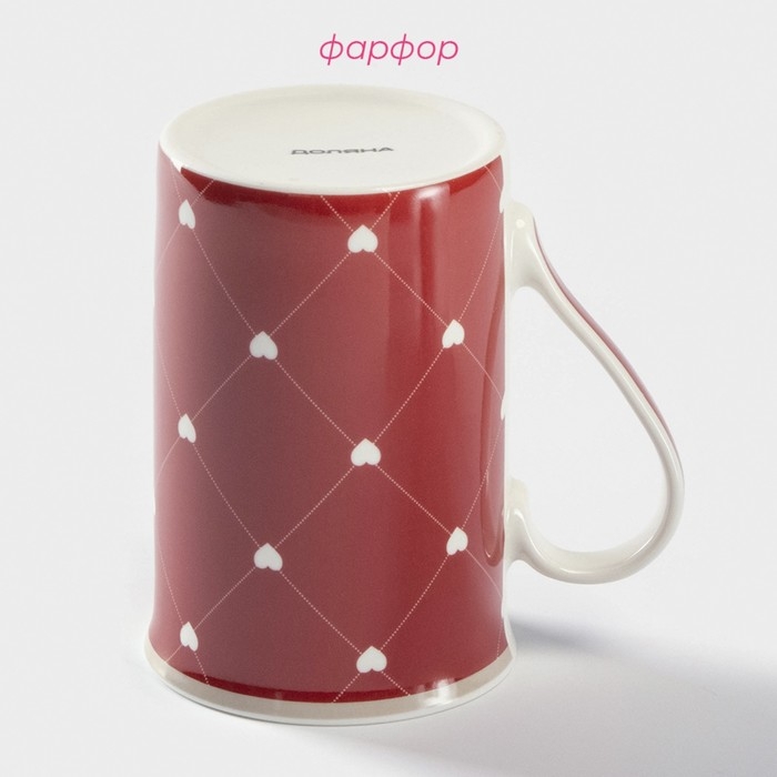 Кружка фарфоровая Доляна «Сердца», 300 мл, цвет красный Кружка фарфоровая Доляна «Сердца», 300 мл, цвет красный