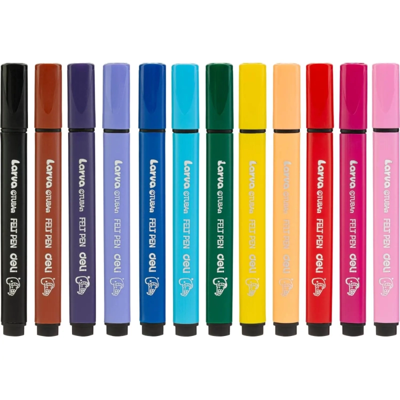 Фломастеры набор Deli  Larva вентилируемый 12цв.  Европодвес, EC153-12