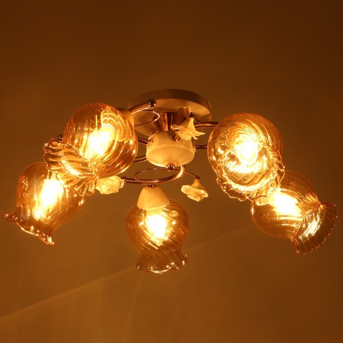 Люстра Люстра "Молла" 5хЕ27 40Вт бело-золотой 56х56х25 см BayerLux