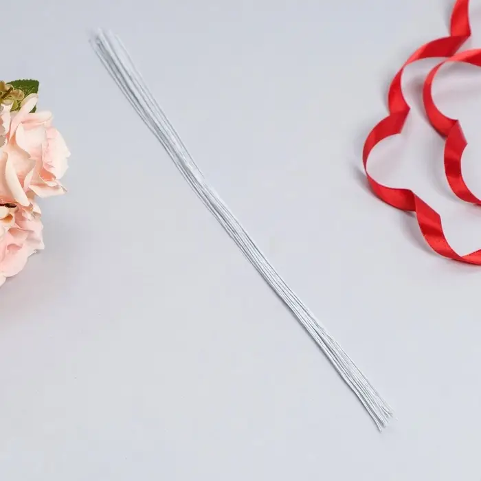 Флористическая проволока в бумажной оплётке &laquo;Белая&raquo;, длина 36 см, 0.9 мм, набор 20 шт.