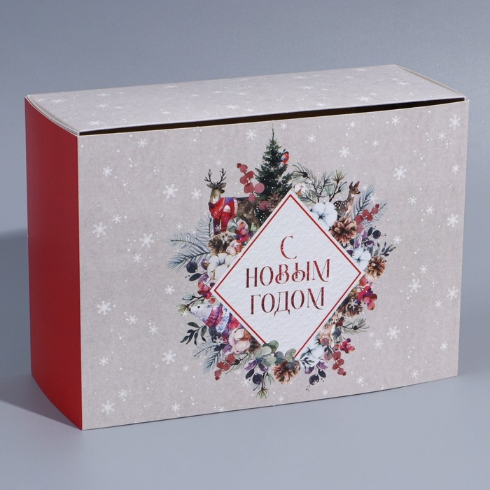 Подарочная коробка складная, новогодняя«Новогодняя акварель», 25 х 18 х 10 см, Новый год Подарочная коробка складная, новогодняя«Новогодняя акварель», 25 х 18 х 10 см, Новый год
