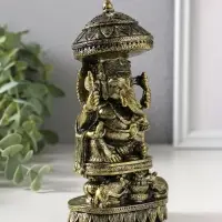 Сувенир полистоун "Ганеша с крысами" бронза 5,3х8х15,5 см