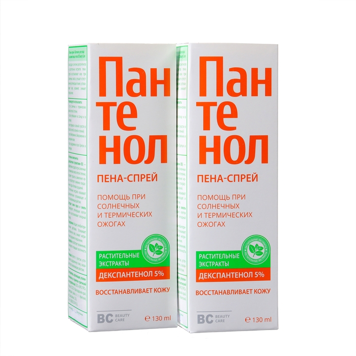 Пена-спрей для лица и тела Пантенол BC, 2 шт по 130 мл Пена-спрей для лица и тела Пантенол BC, 2 шт по 130 мл