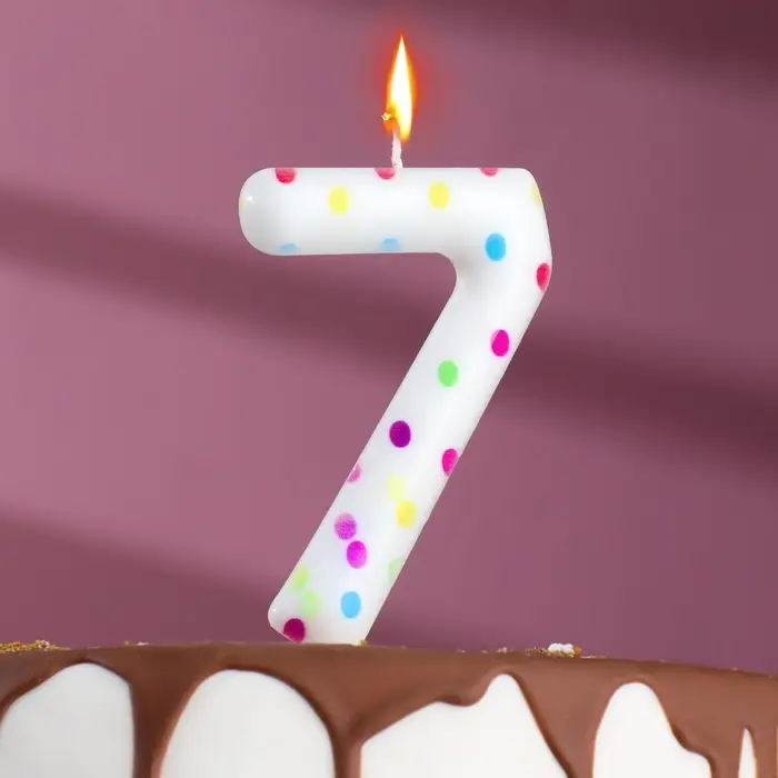 Свеча в торт на день рождения &laquo;Цифра 7&raquo;, 9 см