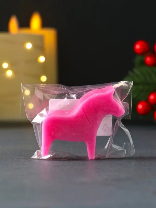 Свеча новогодняя "Лошадка мини" 55х50 мм, розовый