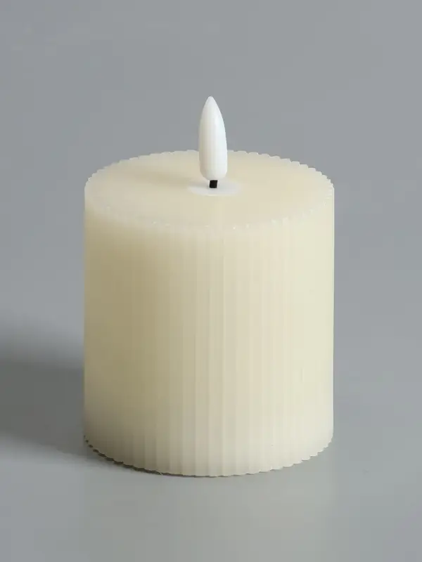 Светодиодная свеча восковая "Белая рифленая", 10x7 см, АААx3 (не в компл.), Т/БЕЛЫЙ