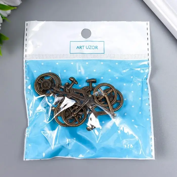 Декор металл для творчества "Велосипед" под латунь (Е6264) 2,8х5,2 см