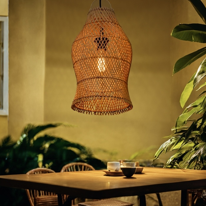 Светильник потолочный из ротанга Светильник потолочный из ротанга "Грация" 1х120Вт, Е27, 26х26х43 см