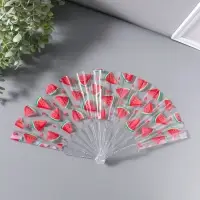 Веер складной пластик &laquo;Кусочки арбуза&raquo;, блеск, 23 см