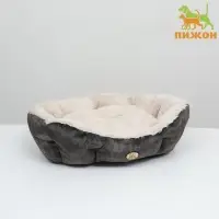 Лежанка-трансформер, 60&times;50&times;15 см, велюр, искусственный мех, цвет МИКС