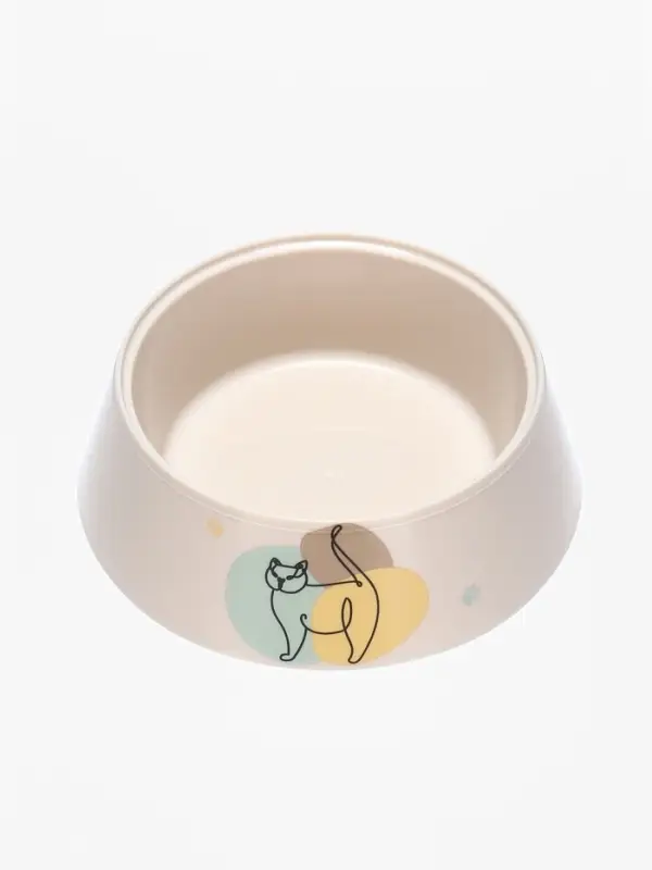 Миска &laquo;Мур-мяу&raquo; для кошек 0.3 л, 14.5&times;14.5&times;4 см, светло-бежевый