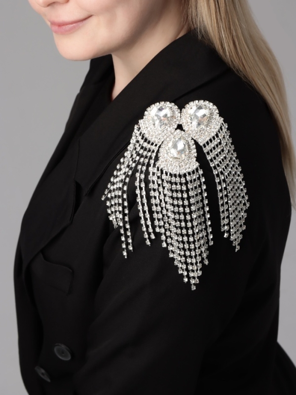 Брошь «Эполет» голливуд, цвет белый в серебре Брошь «Эполет» голливуд, цвет белый в серебре