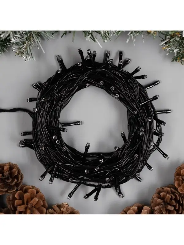 Гирлянда &laquo;Нить&raquo; 10 м, IP20, тёмная нить, 100 LED, 8 режимов, 220 В, свечение синее