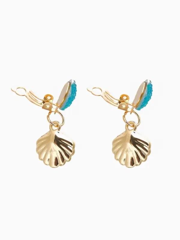 Клипсы детские «Выбражулька» жемчужина в ракушке, цвет голубой Клипсы детские «Выбражулька» жемчужина в ракушке, цвет голубой