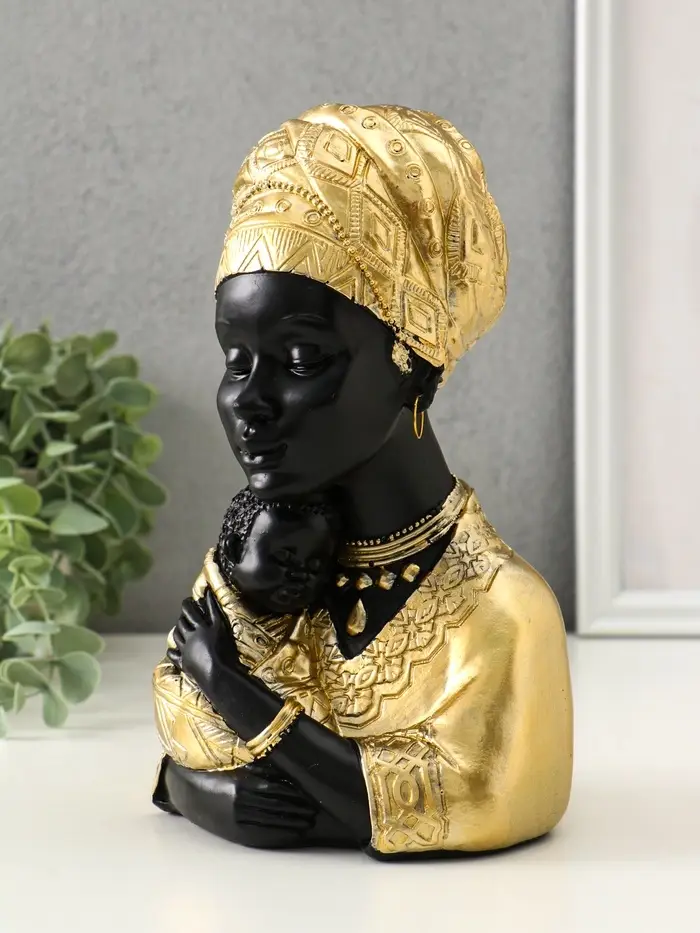 Бюст полистоун "Африка - мать и дитя" чёрный с золотом 12,5х10х21,5 см Бюст полистоун "Африка - мать и дитя" чёрный с золотом 12,5х10х21,5 см