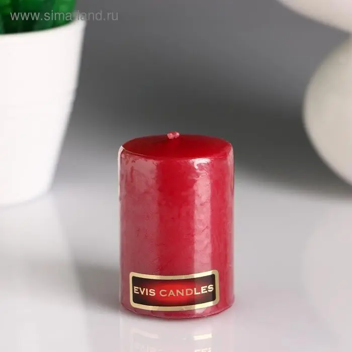 Свеча - цилиндр, 4×6 см, 9 ч, бордо