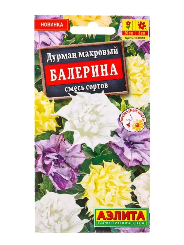 Семена цветов Дурман махровый Балерина, смесь сортов , Ц/П,3 шт. Семена цветов Дурман махровый Балерина, смесь сортов , Ц/П,3 шт.