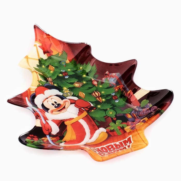 Тарелка стеклянная новогодняя «С Новым годом!», Микки Маус, 19,5 х 16,5 см Тарелка стеклянная новогодняя «С Новым годом!», Микки Маус, 19,5 х 16,5 см