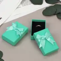 Коробочка подарочная под набор «Тиффани» с крупным бантом, 5×8×2.5 см, вставка МИКС, бирюзовый