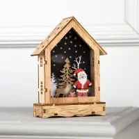 Светодиодная фигура &laquo;Дом с Дедом Морозом&raquo; 12&times;17&times;4 см, дерево, от батареек АААх2, свечение тёплое белое