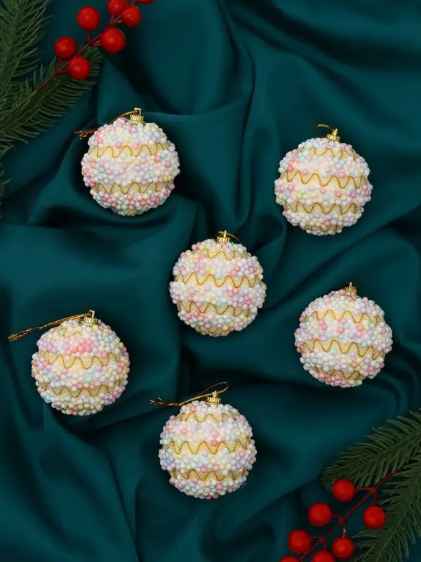 Набор шаров пластик d-6 см, 6 шт Набор шаров пластик d-6 см, 6 шт "Альфи" жёлтый