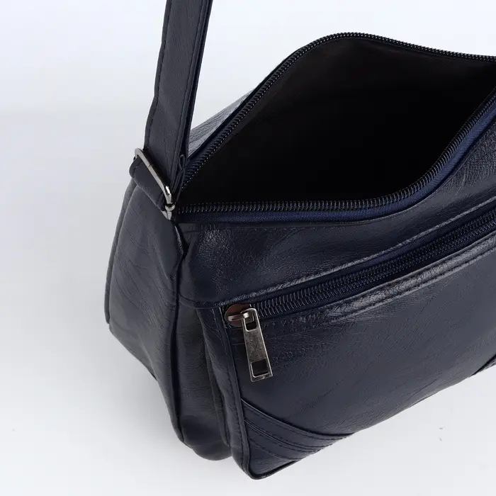 Сумка женская кросс-боди на молнии, 20&times;8.5&times;15 см, однотонная, синяя