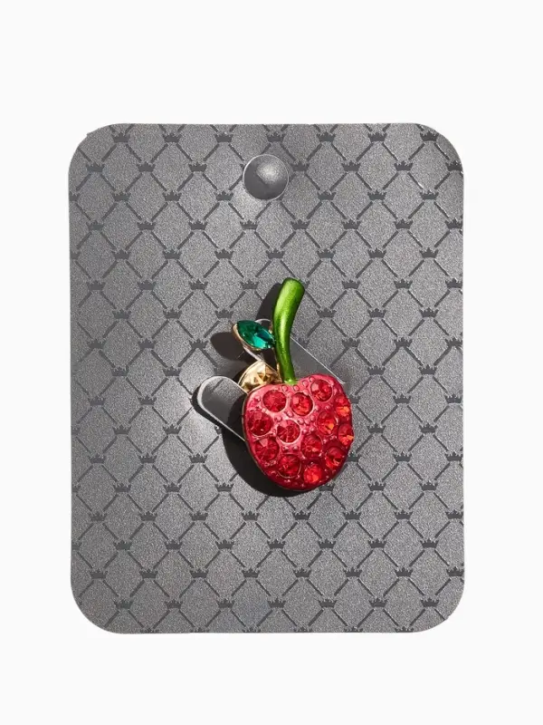 Брошь  Брошь "Вишня стразинка", цвет красно-зелёный в золоте