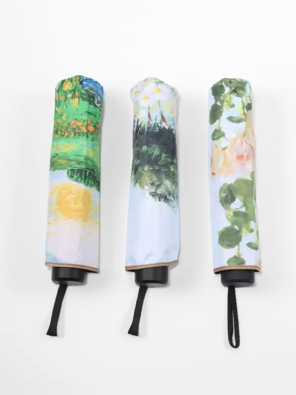 Зонт механический &laquo;Пейзаж&raquo;, эпонж, 4 сложения, 8 спиц, R=48/55 см, d=96 см, МИКС