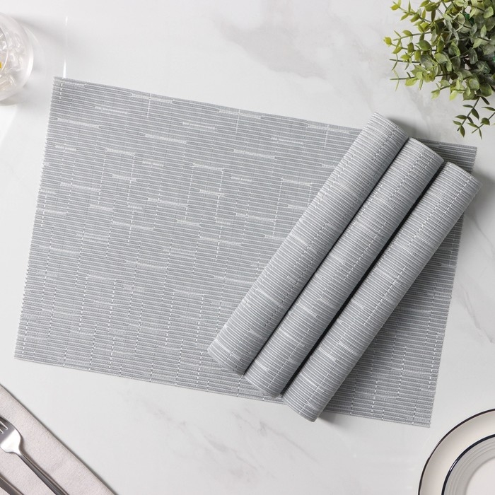 Салфетки сервировочные на стол Доляна «Шер», 4 шт, 30×45 см, цвет серый