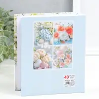 Фотоальбом на 40 фото 10х15 см "Голубая гортензия и ракушки" в коробке 4,5х14х17 см