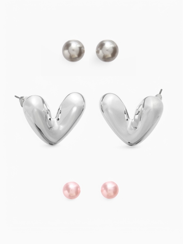 Набор серьги 3 пары «Буквы» любовь, цвет розовый в серебре Набор серьги 3 пары «Буквы» любовь, цвет розовый в серебре
