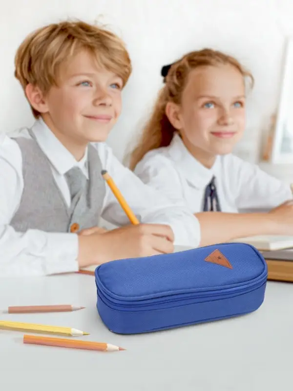 Пенал - футляр школьный Calligrata, на молнии, 2 отделения, текстиль, синий