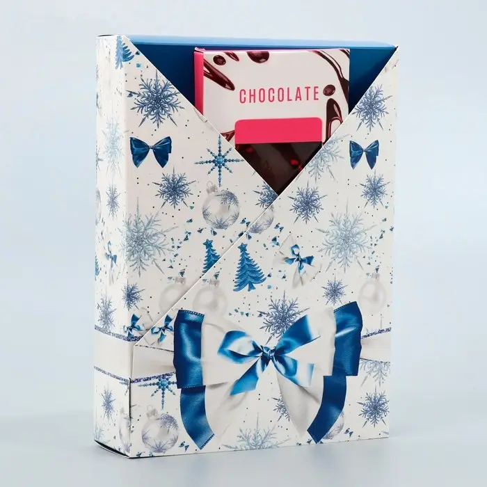 Коробка подарочная новогодняя складная «Новогодний бант», 21х 15 х 5 см Коробка подарочная новогодняя складная «Новогодний бант», 21х 15 х 5 см