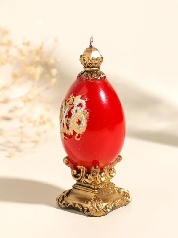 Свеча декоративная "Пасхальное яйцо на подставке" 5х11 см, 97 гр