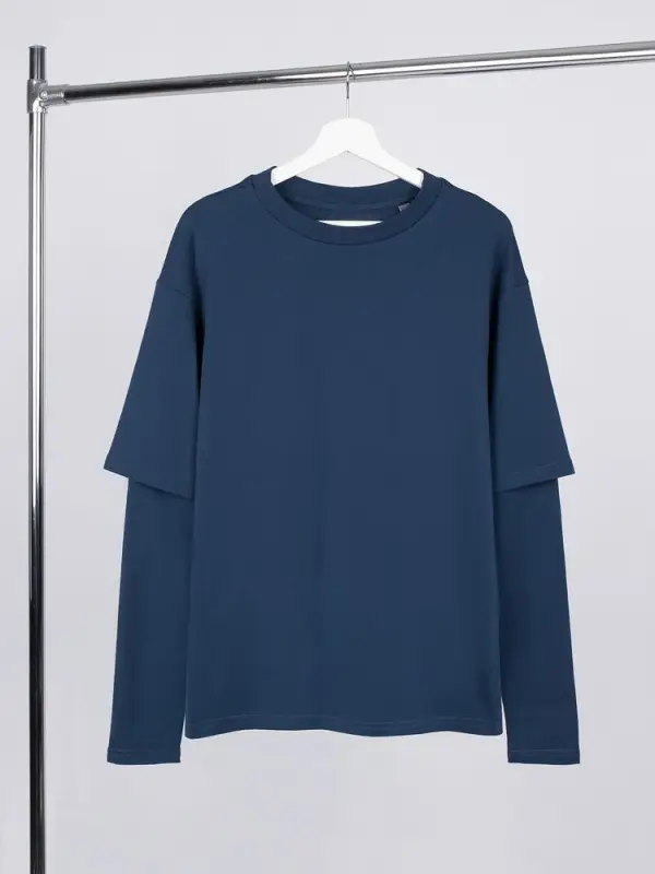 Футболка оверсайз с двойным рукавом Kosmos, темно-синяя, размер XS/S Футболка оверсайз с двойным рукавом Kosmos, темно-синяя, размер XS/S