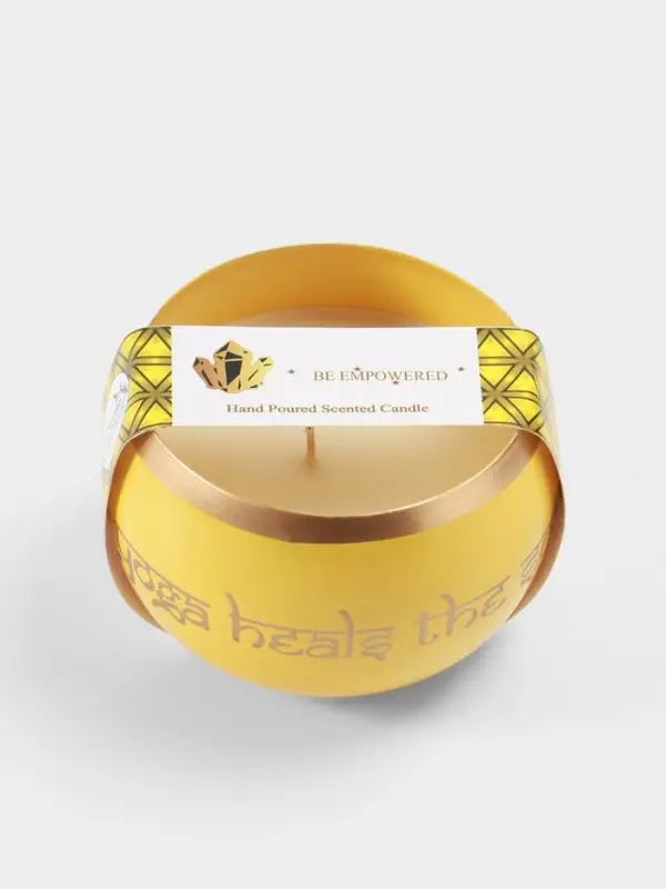 Свеча в чаше Yoga heal the soul, 200 г, 8.5&times;7 см, соевый воск, жёлтая