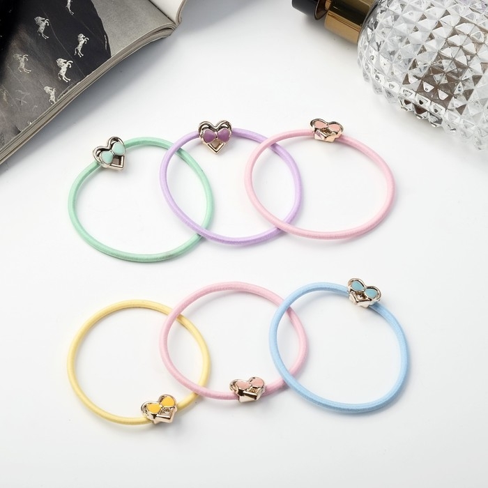 Резинка для волос Резинка для волос "Делия" (набор 10 шт) сердце люкс, 5 см, микс