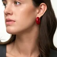 Серьги акрил &laquo;Полукольцо с бусиной №10&raquo;, бордовые