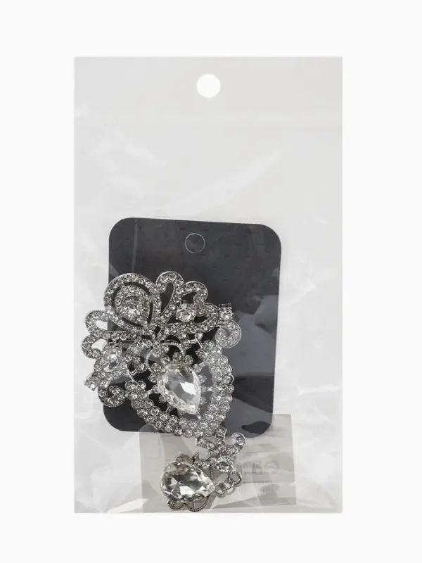 Брошь &laquo;Императрица&raquo;, вензеля, цвет белый в серебре