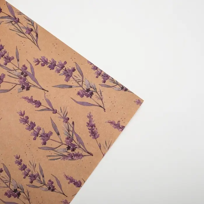 Бумага упаковочная крафтовая &laquo;Ветки лаванды&raquo; 50х70 см