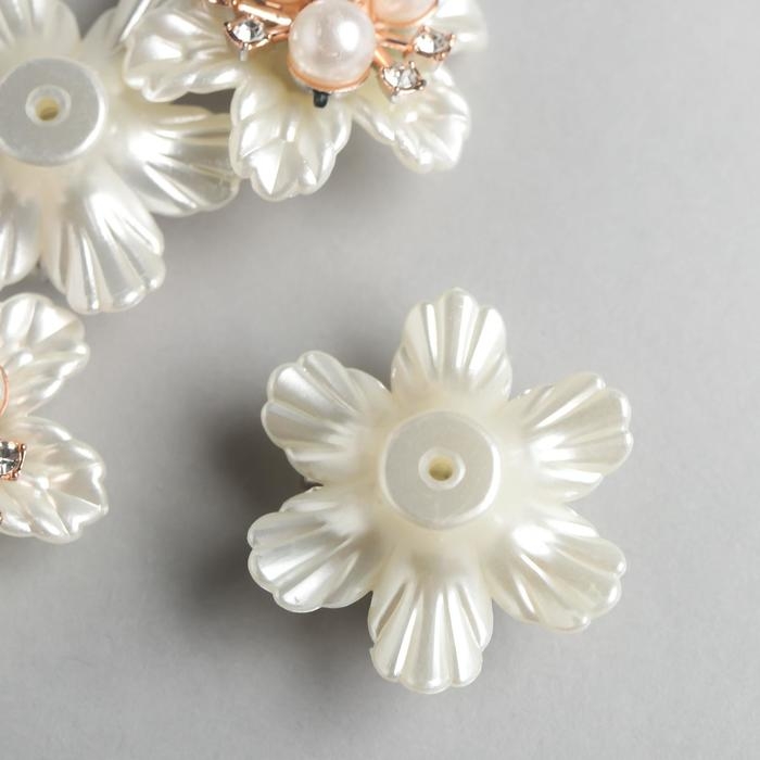 Декор для творчества металл, пластик Декор для творчества металл, пластик "Цветок с жемчужинами" стразы 1,8х3,4х3,4 см